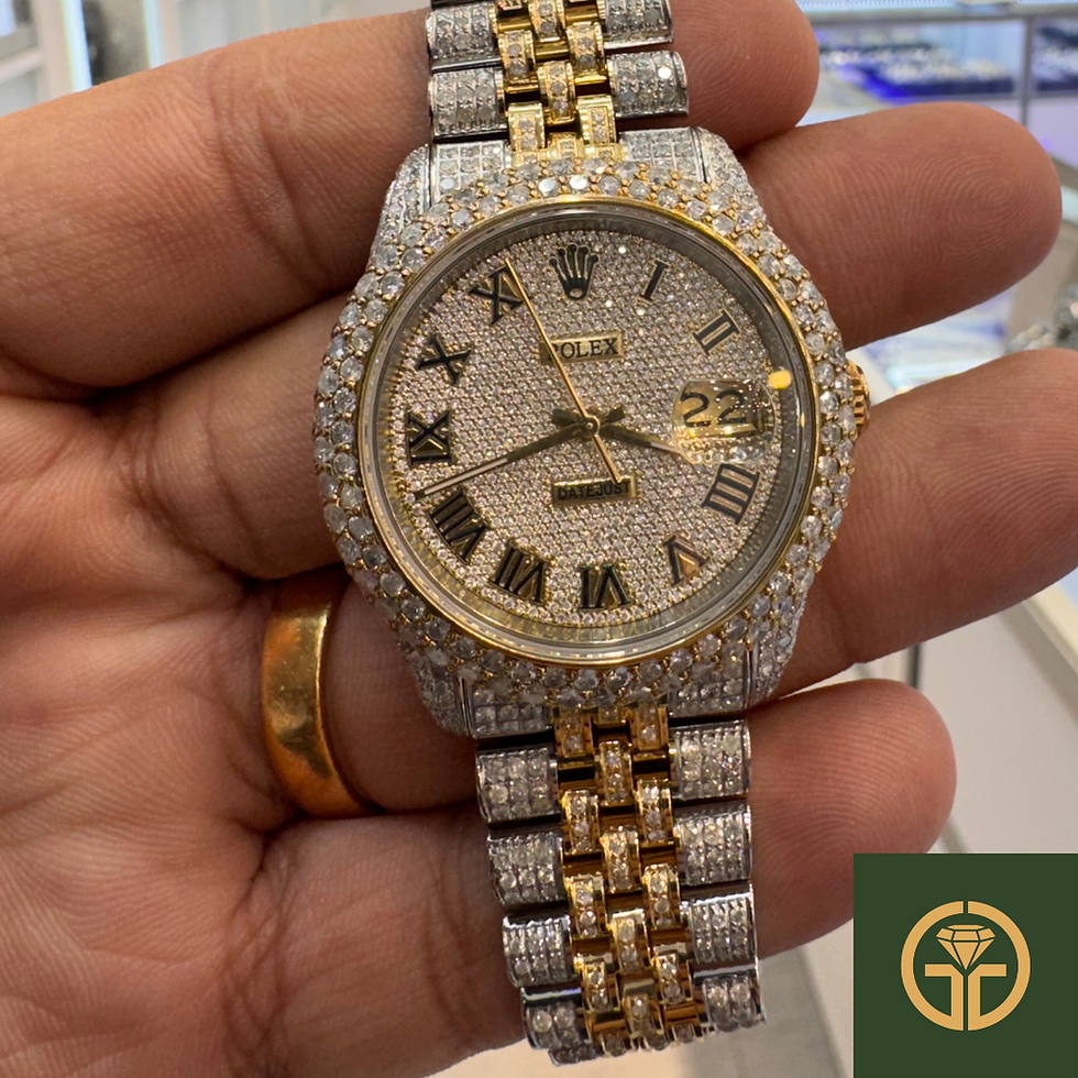 Rolex Date Just 36MM Iced Out Two Tone- Natural Diamonds
