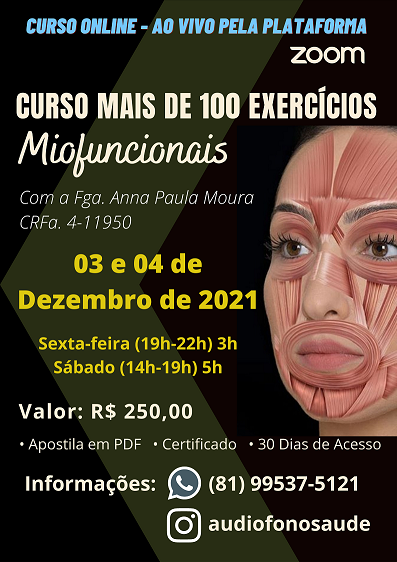Mais de  100 Exercícios Miofuncionais - Online - Ao vivo 5ª Turma 2021 