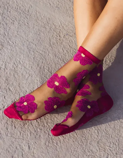 Atelier Saint Eustache - Chaussettes transparentes Murano fuchsia