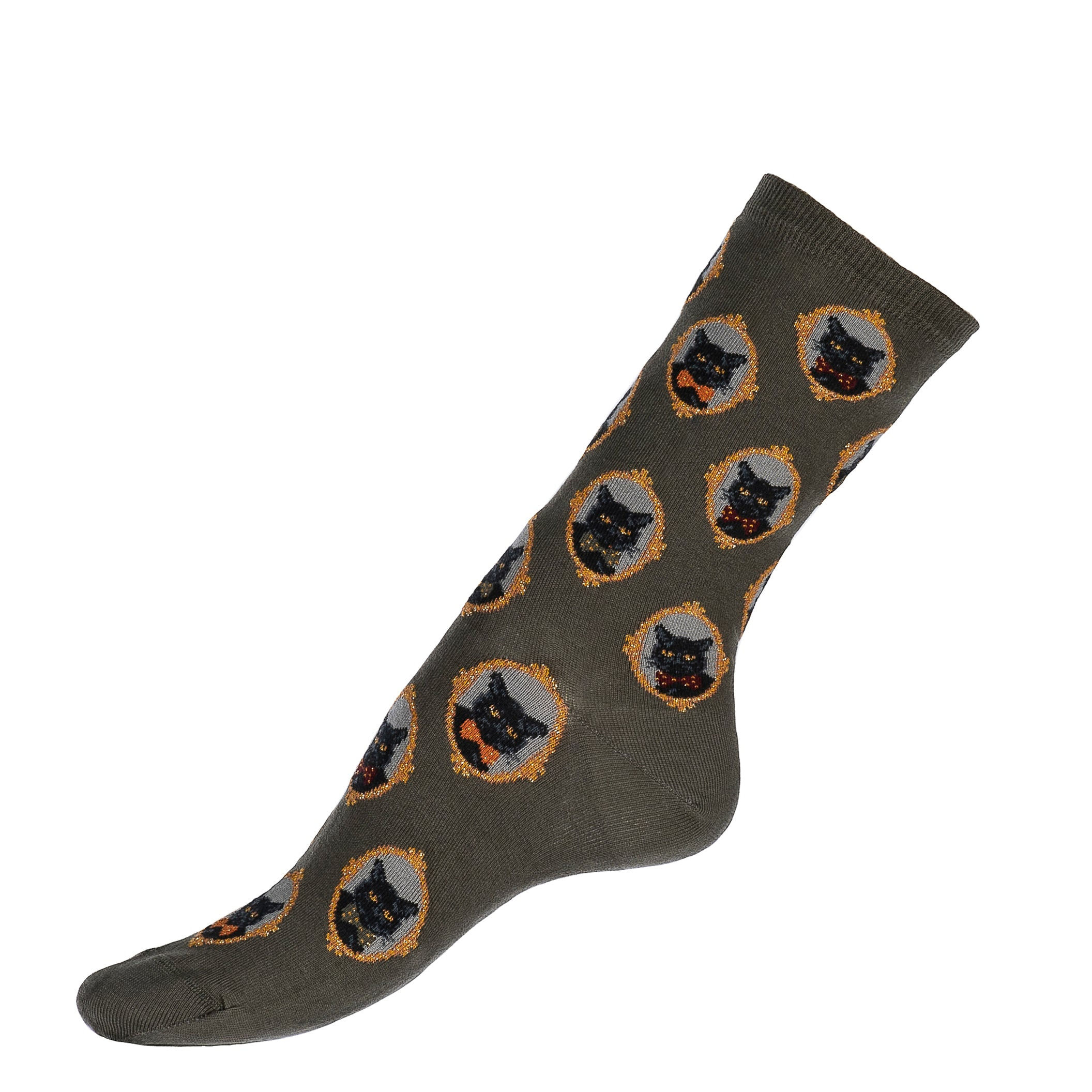 Maison Broussaud – Chaussettes femme Les Chats MBD390 – Kaki