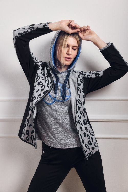 Hajo - Veste léopard zippé à capuche