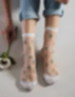 Atelier Saint-Eustache – Chaussettes Fleurs des Champs – Blanc – Réf. A06CHfdcw
