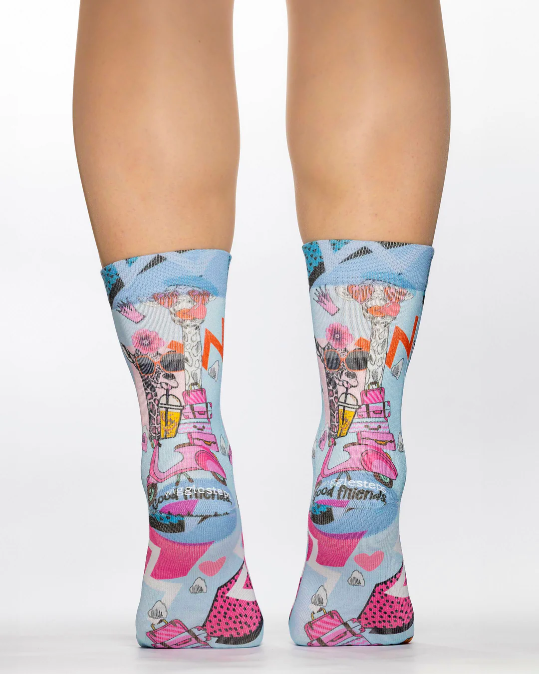 Wigglesteps Damen Socken Bis Zum Waden | Fashion Figures Collection | EU Größe 36-40 | Farbe Rose