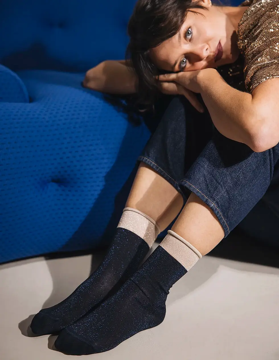 Atelier St Eustache - Chaussettes La boum 2 coloris Electro bleu nuit