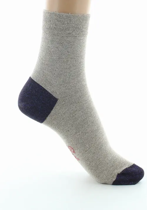Berthe Aux Grands Pieds - Chaussettes pailletées mi-haute sable et violet