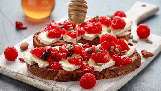 Raspberry sourdough toast