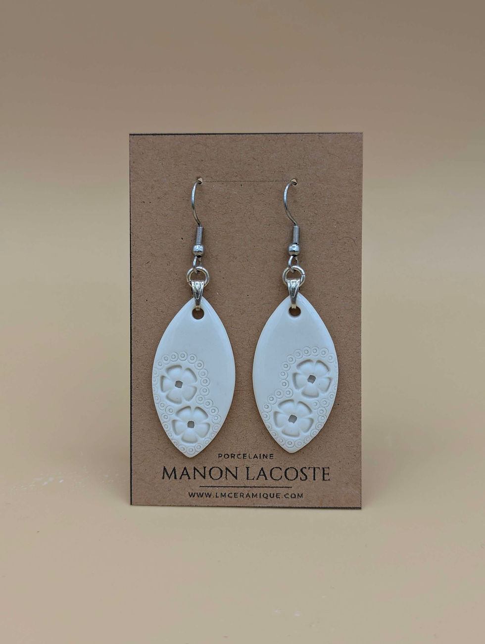 Boucles d'oreilles "Téhé B" porcelaine et acier inoxydable