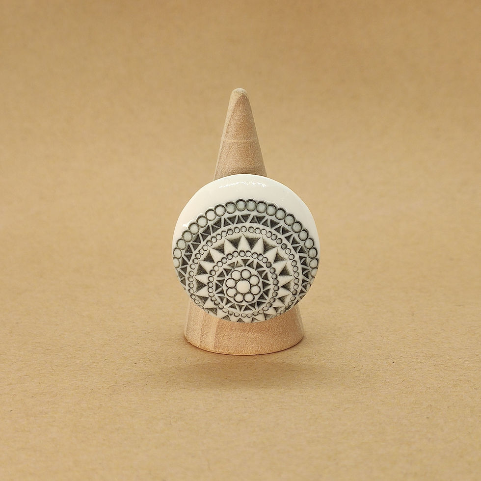 Miniature : Bague "Miami" Argent et Porcelaine