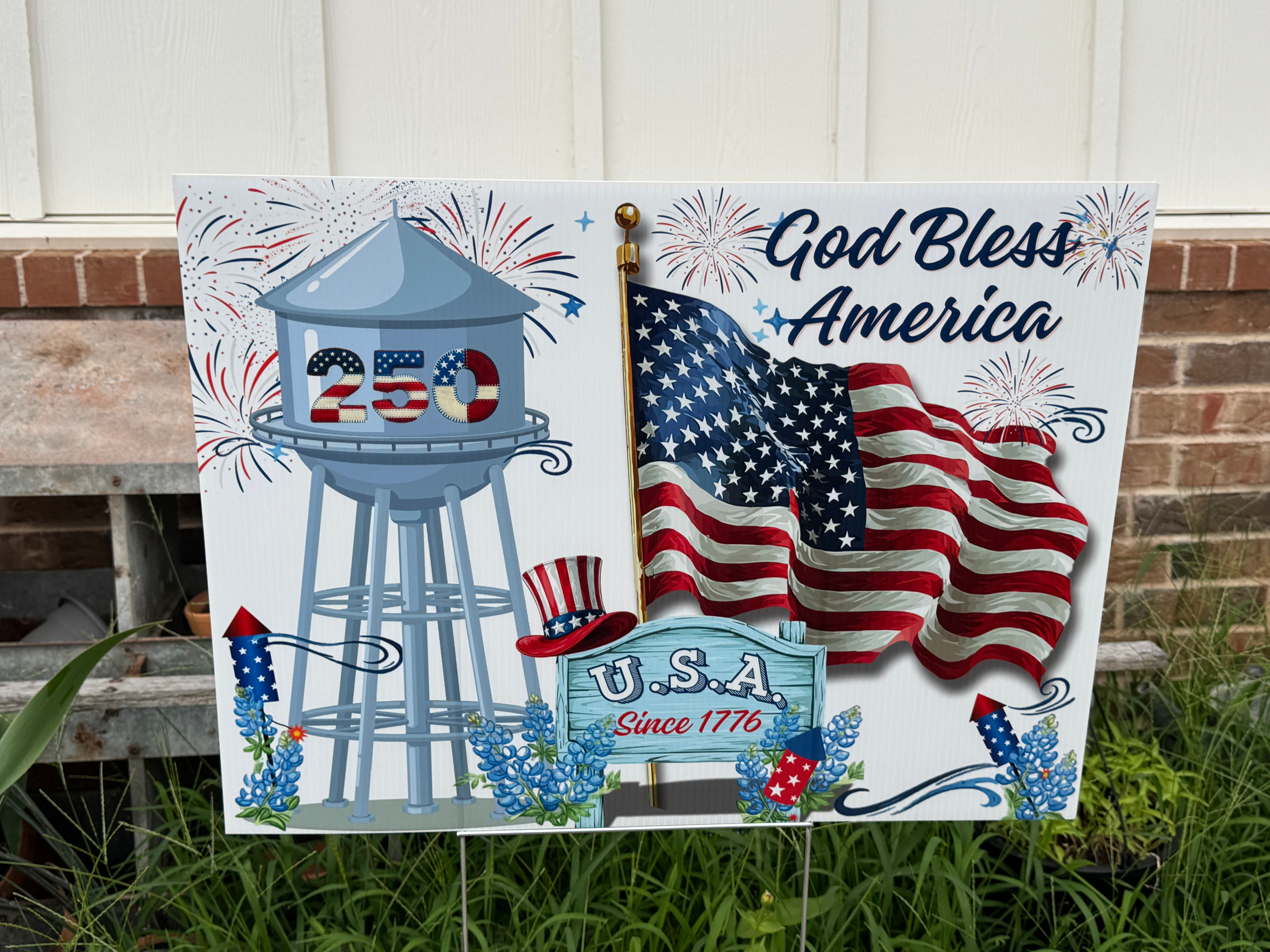 America 250 yard sign