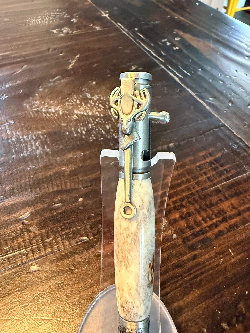 Thumbnail: Deer Hunter Bullet Pen in Pewter with Antler