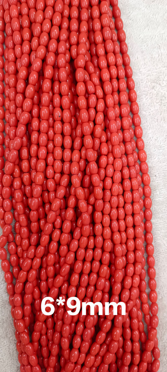 Coral Beads | Coral Dolkhi |Coral  Drum Beads