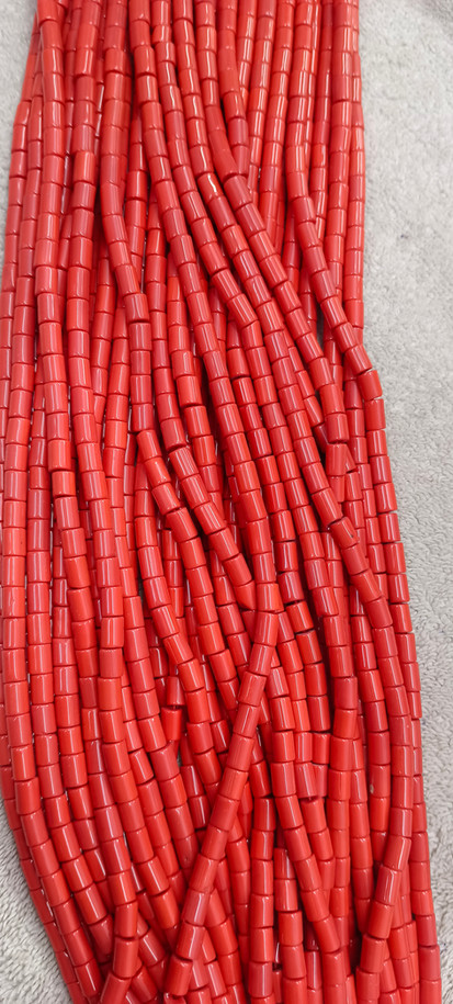 Coral Beads| Coral Pipe Beads| Chatam Coral | LabGrown Coral