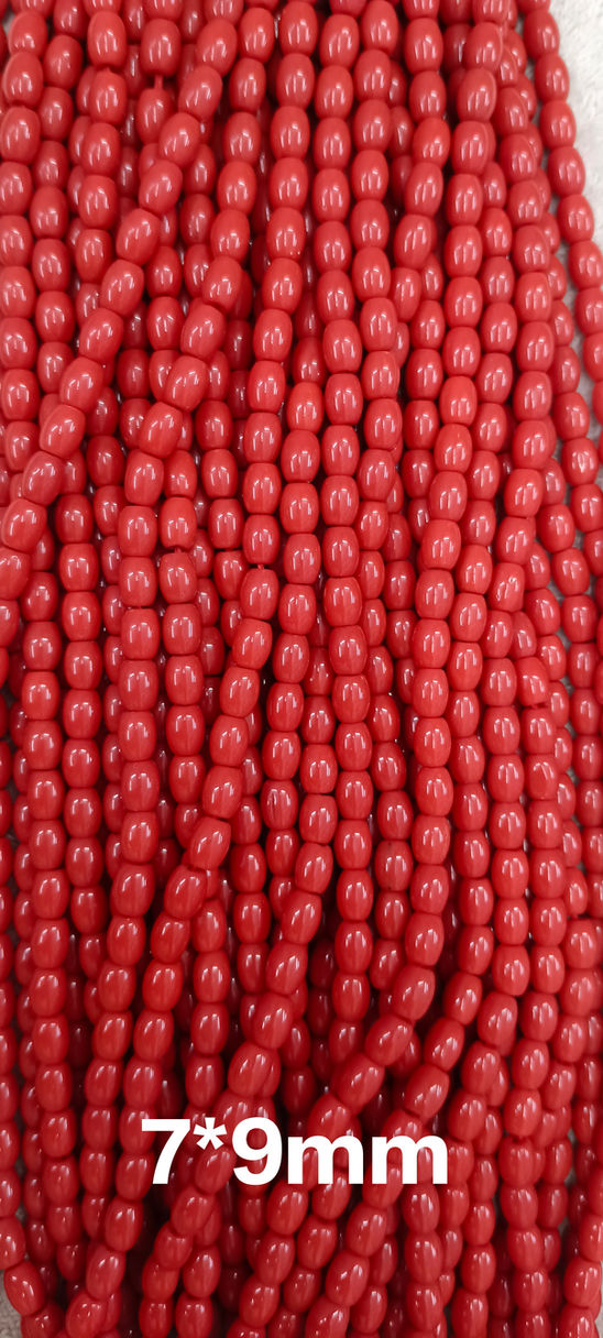 Coral Beads | Coral Dolkhi |Coral  Drum Beads