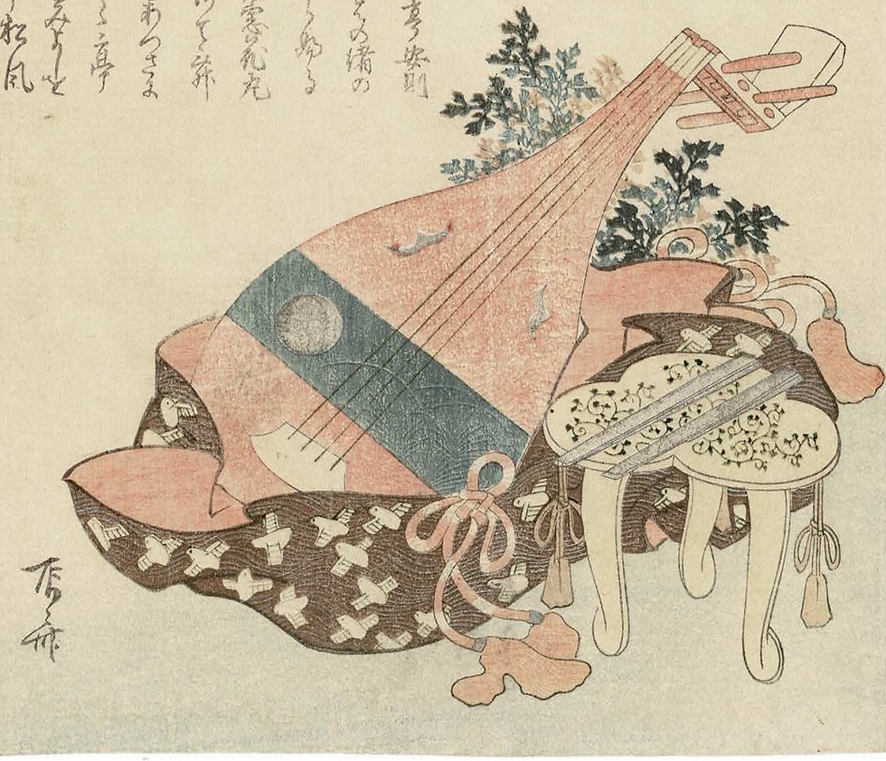 Thumbnail: Shinsai - Biwa from the series Tale of Genji, Surimono