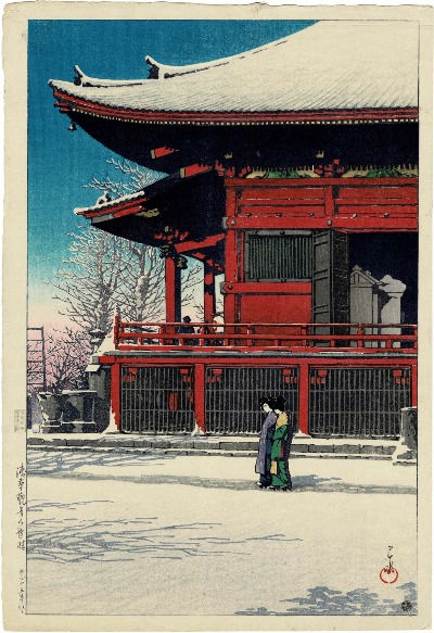 Miniaturbild: Hasui - Clearing Sky nach Schnee, Kannon-Tempel Asakusa