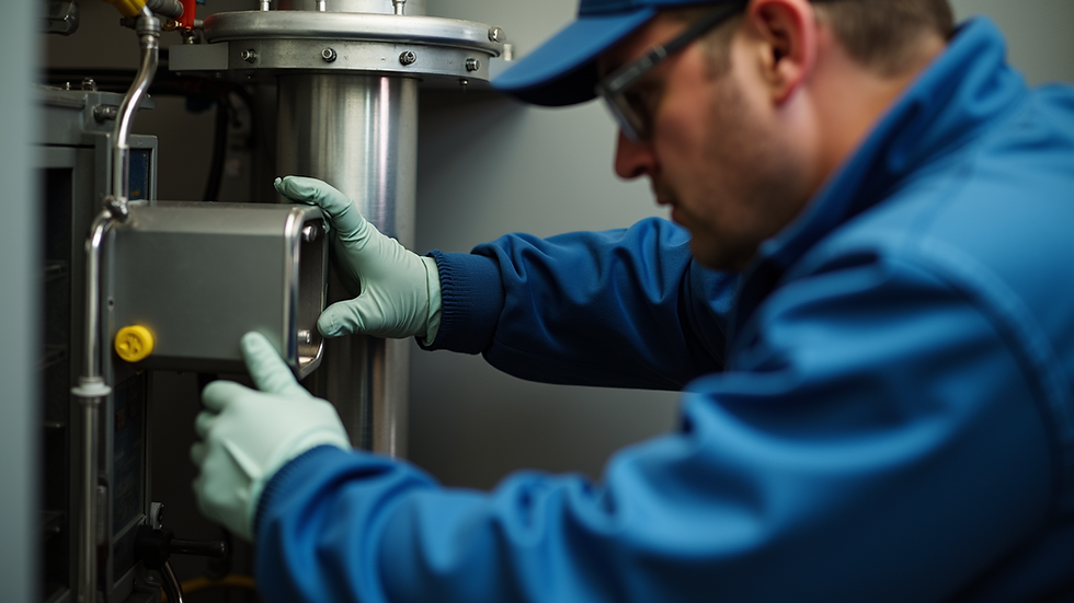 Close-up view of a technician inspecting a chimney flue