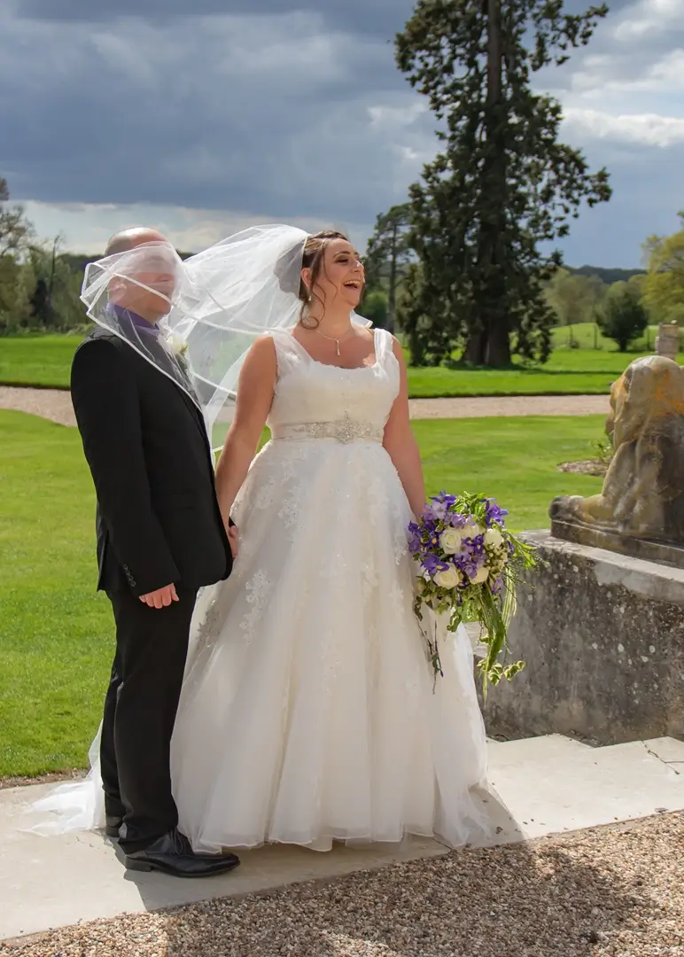 Groom gets attacked by brides veil at Gosfield Hall
