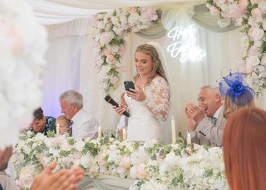 Brides speech in the marquee at Newland Hall Chelmsford