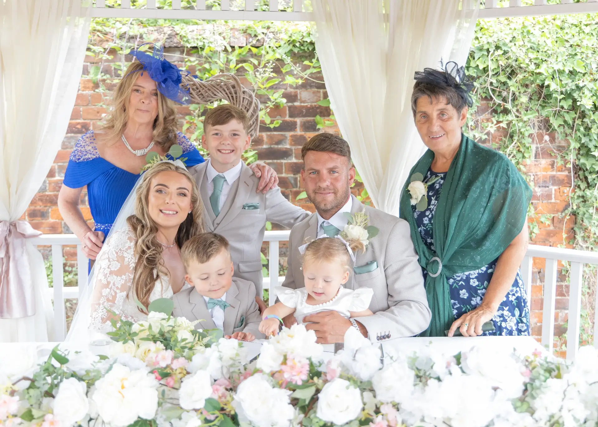 Family photo at Newland Hall wedding