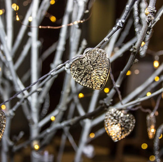 Silver heart Christmas tree decorations