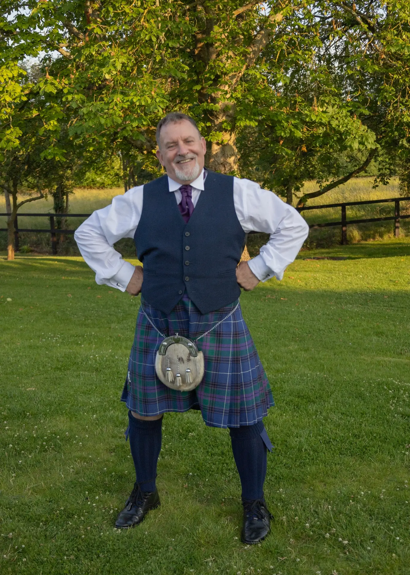 Scottish groom in the grounds of The Fennes