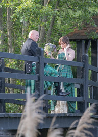 Groom shows bride what is beneath his kilt at Prested Hall