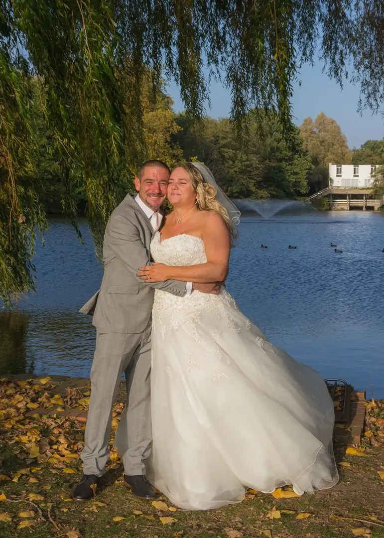 Golden hour wedding photo at Wivenhoe House