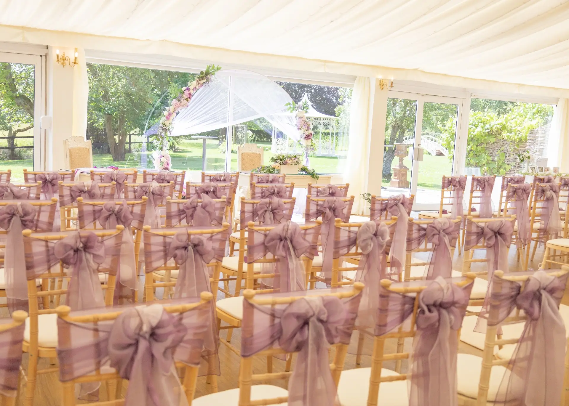 Indoor ceremony space at The Fennes
