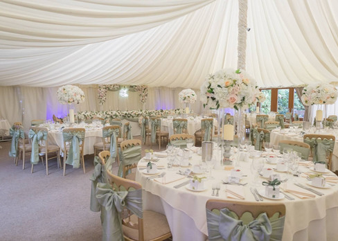 wedding reception marquee at Newland Hall Chelmsford