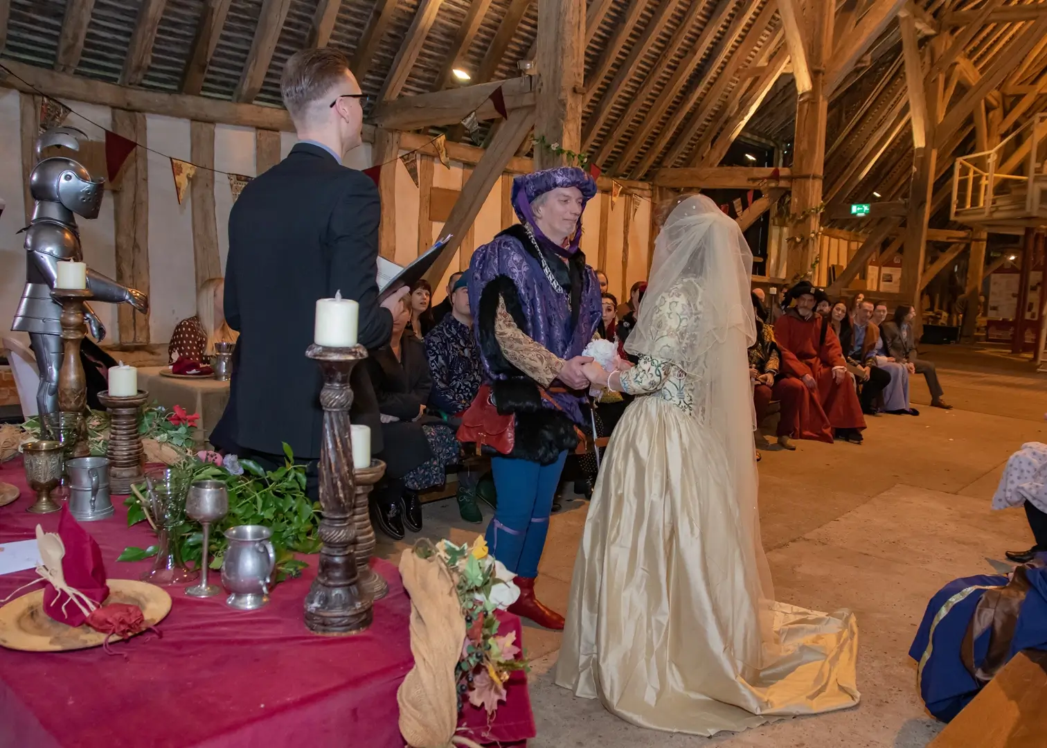 Medieval inspired wedding ceremony at Cressing Temple Barns