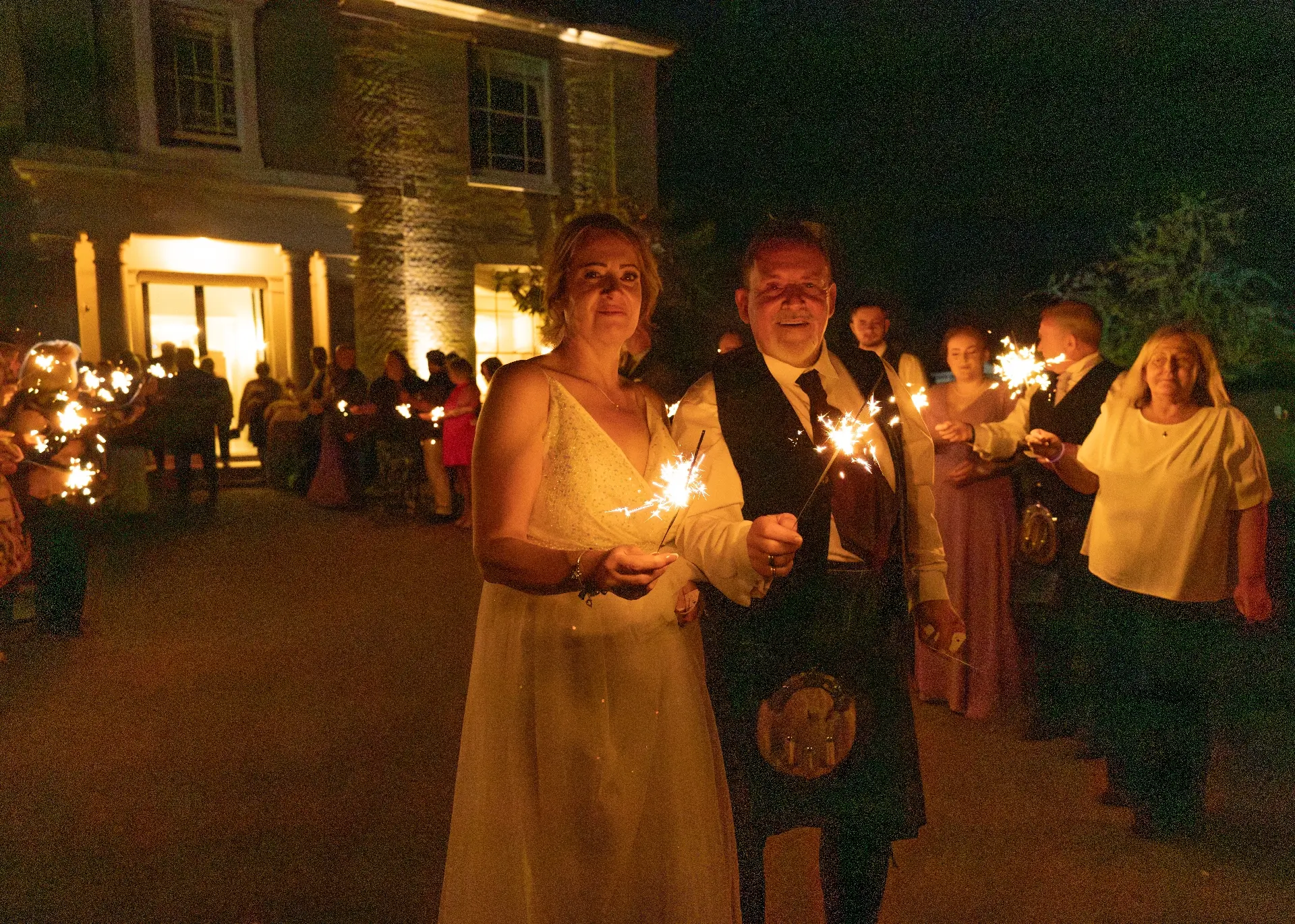 Sparkler wedding photo at The Fennes