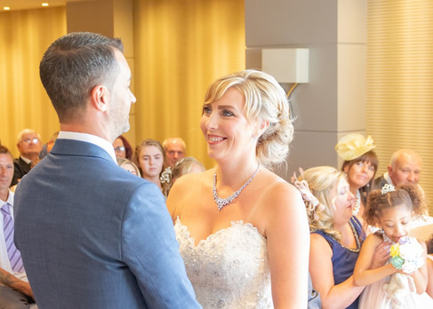 Bride and groom exchange their vows at Five Lakes, Colchester