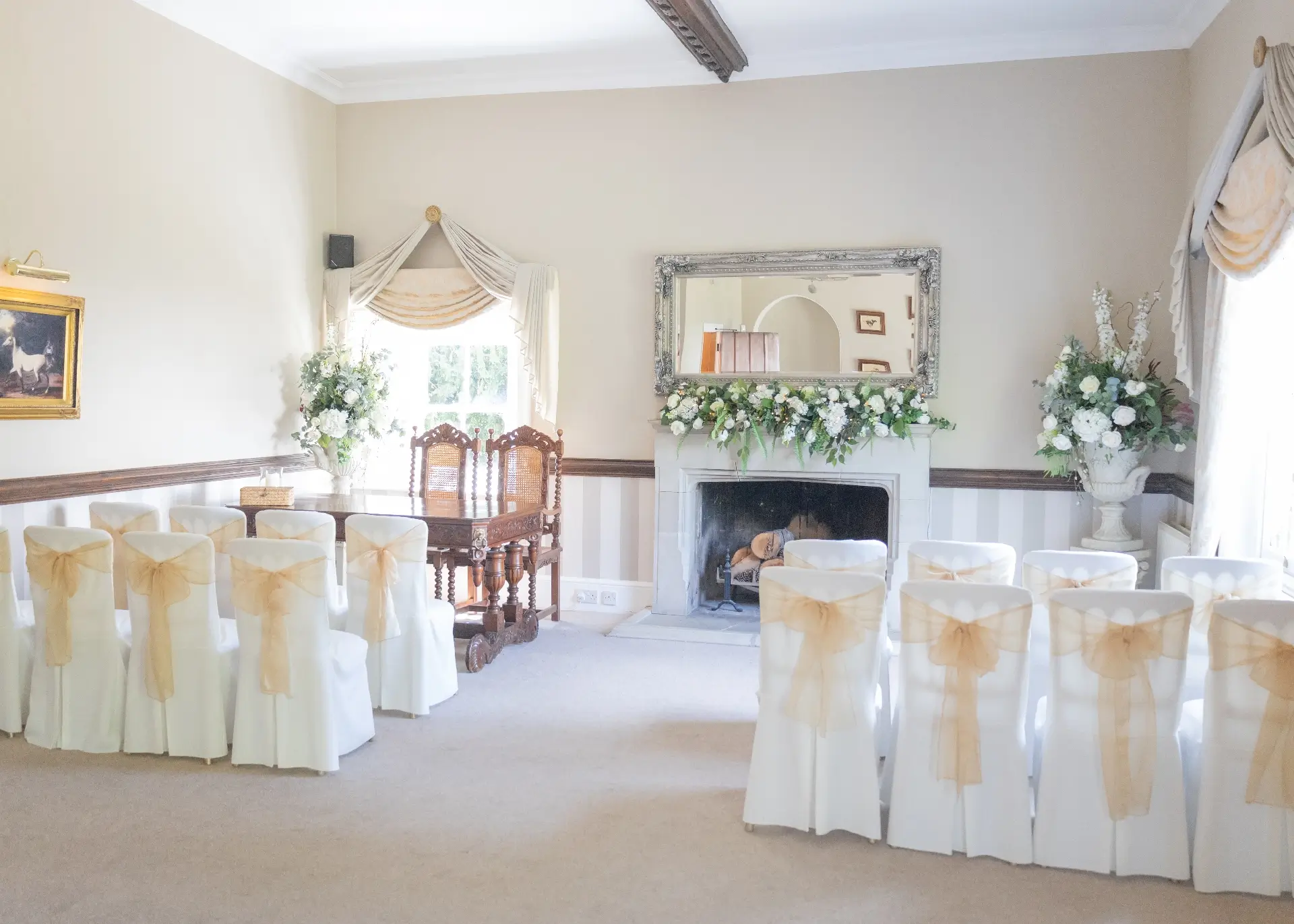 Indoor wedding space at Newland Hall