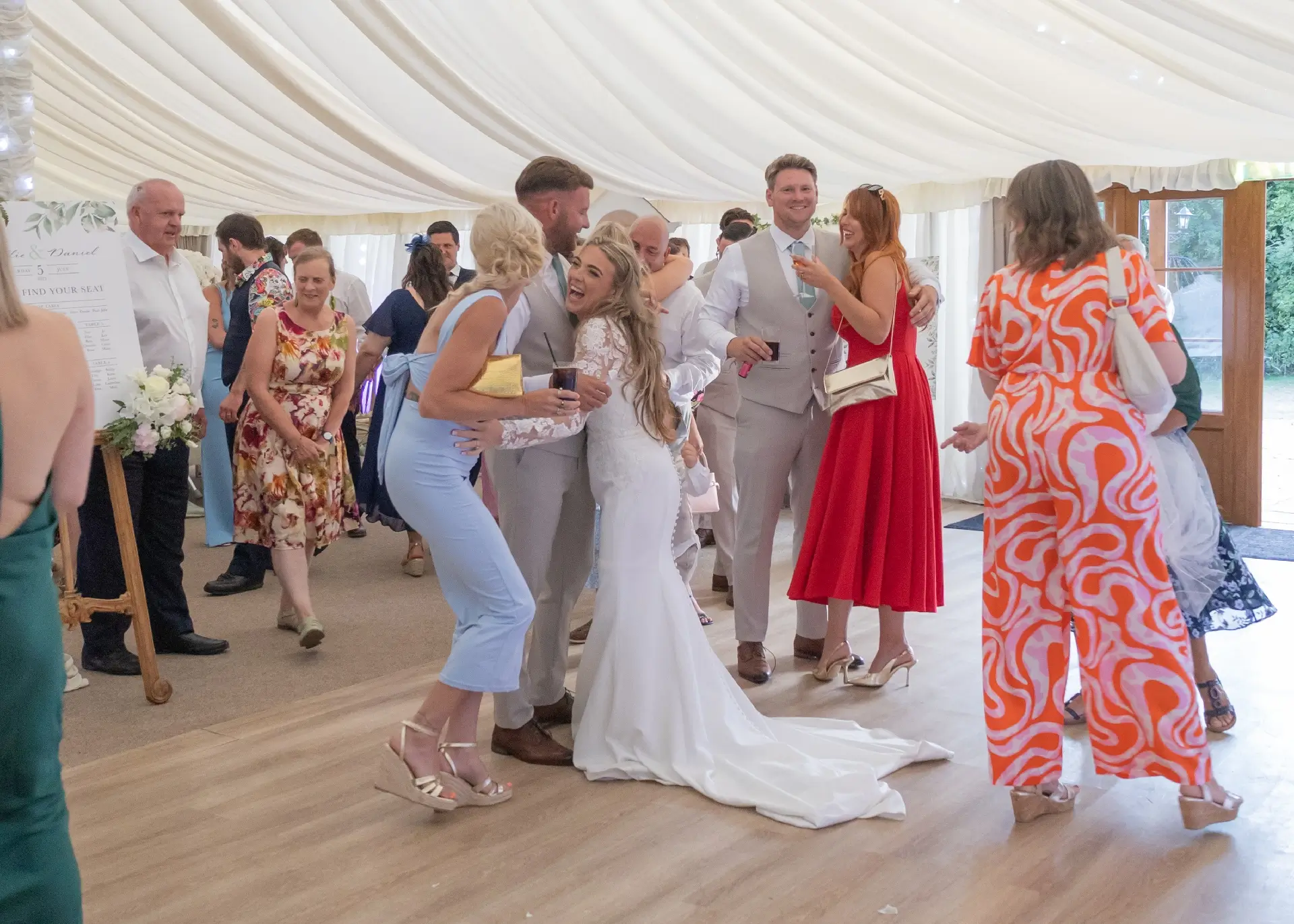 Dancing at a wedding reception at Newland Hall