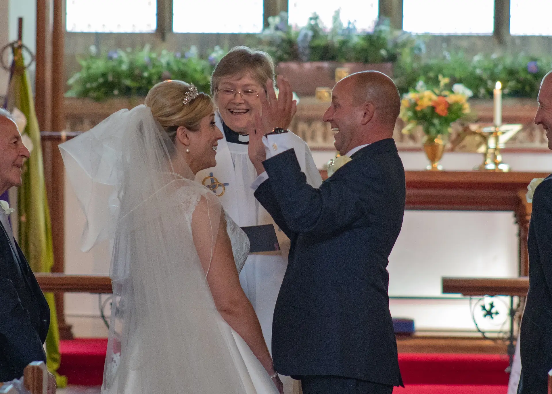 Wedding ceremony fun at Woodham Ferrers church