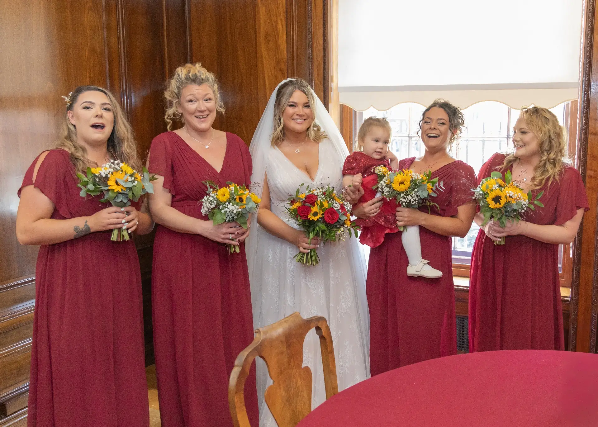 Bridal party relaxing before the wedding ceremony at Braintree Town Hall