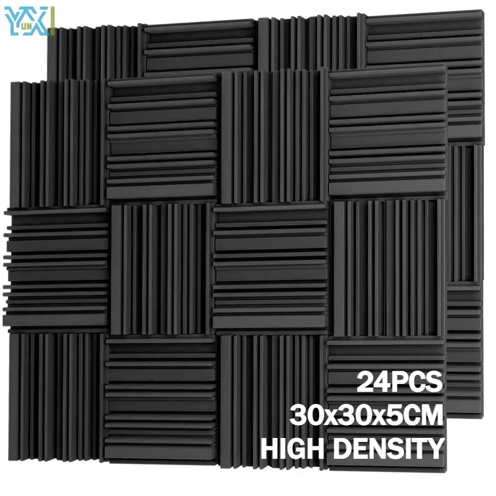 YUNXI 24Black 30x30x5cm Broadband Acoustic Foam Panels High Density Studio Sound