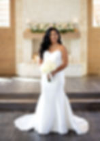bride smiling in wedding dress