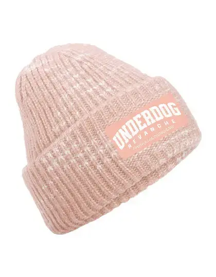 Thumbnail: Beanie in Strawberry Haze mit UNDERDOG REVANCHE Patch – Seitenansicht