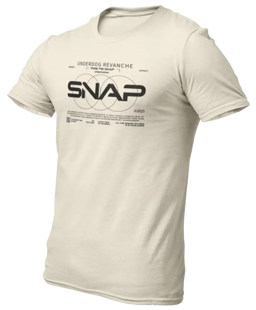 Thumbnail: SNAP Tee von Underdog Revanche in Natural – Unisex Streetwear T-Shirt mit Frontprint