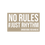Thumbnail: Textil-Label „NO RULES #JUST RHYTHM – UNDERDOG REVANCHE“ in Weiß auf sandbeigem Hintergrund.
