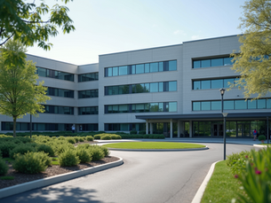 Front view of the hospital