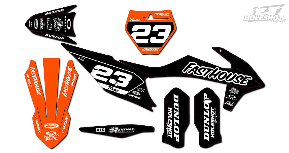 KTM "FAST" ORANGE / BLACK GRAPHICS KIT