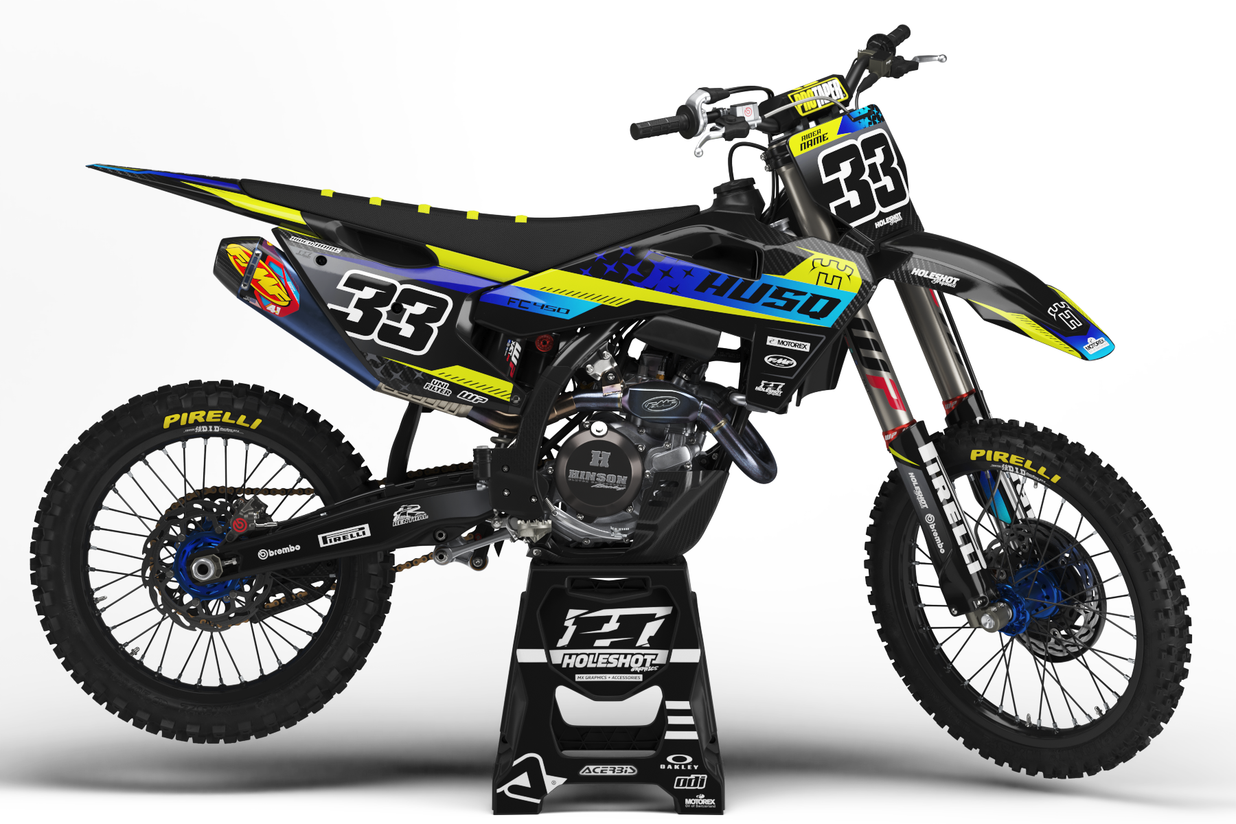 HUSQVARNA "CARBON" BLACK / BLUE / YELLOW GRAPHICS KIT