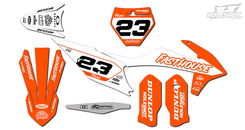 KTM "FAST" ORANGE / WHITE GRAPHICS KIT