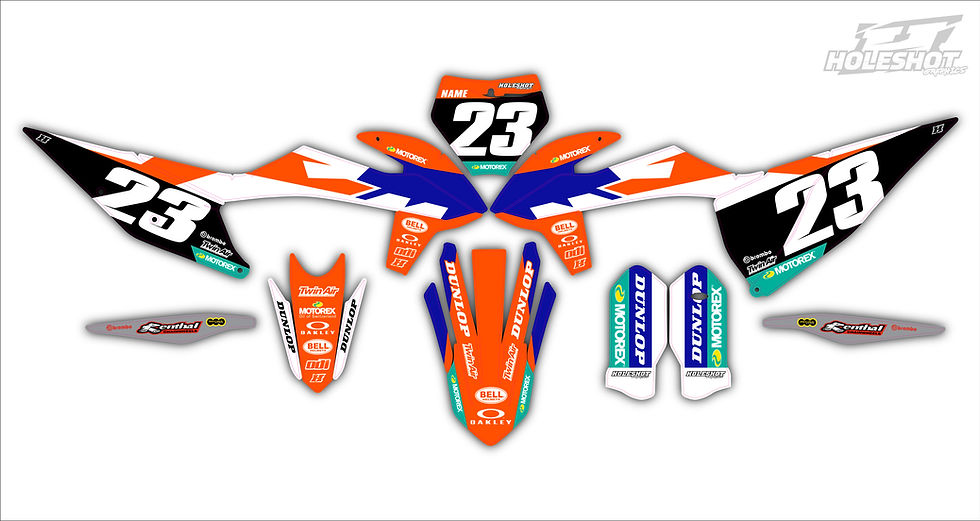 KTM "FACTORY" ORANGE / BLUE GRAPHICS KIT