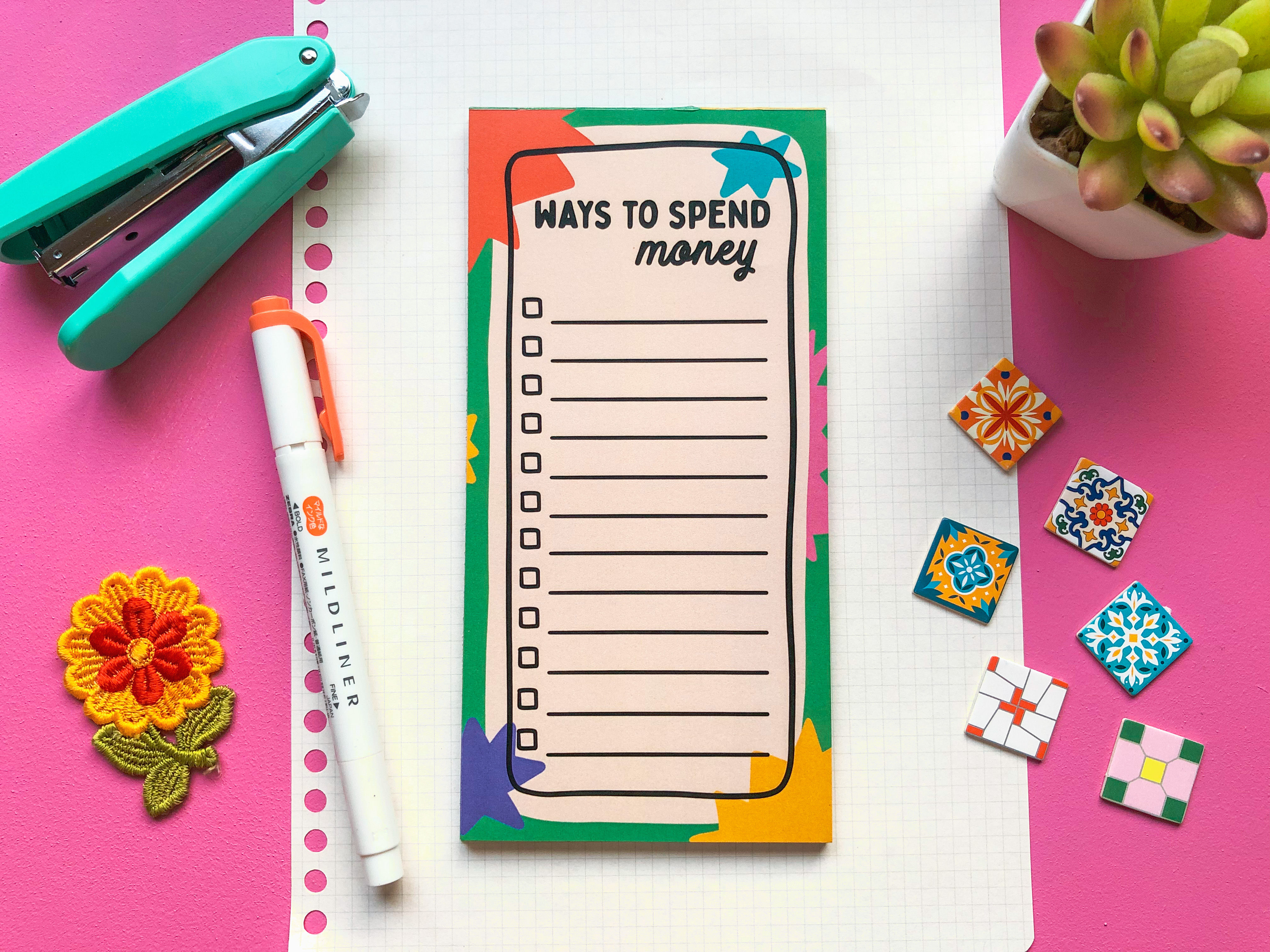"Ways To Spend Money" Tall Notepad