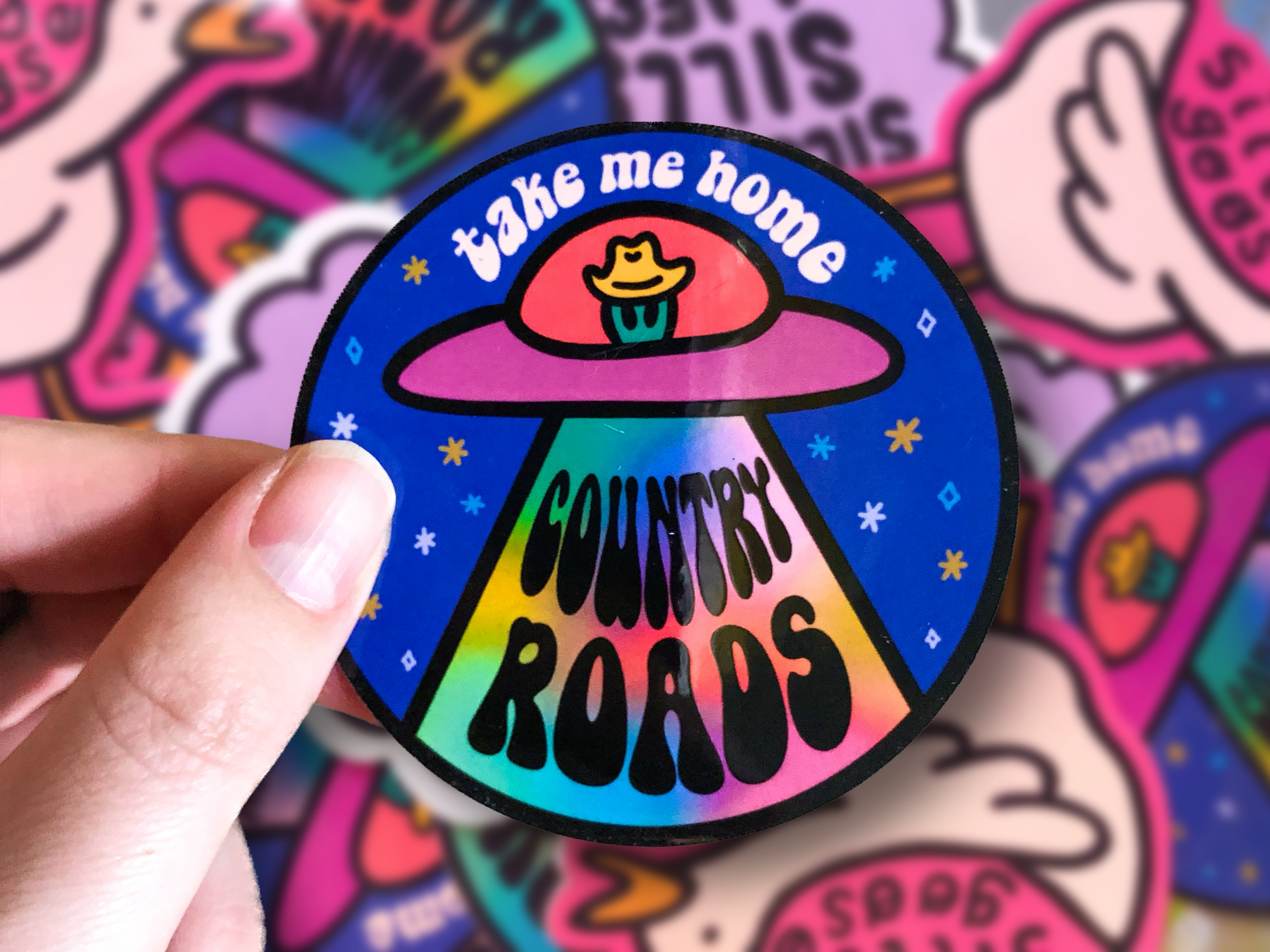 Country Roads UFO Vinyl Sticker