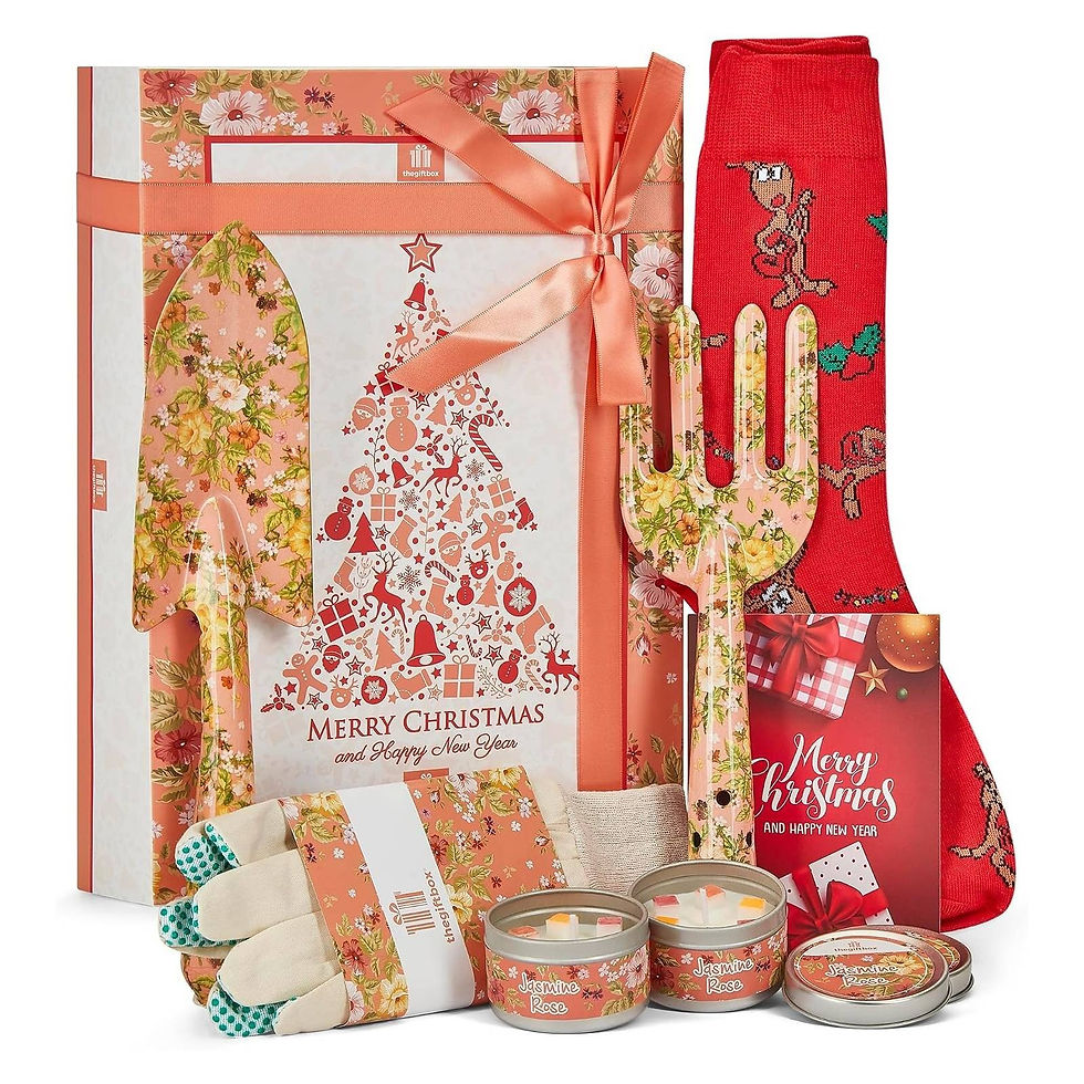 6 Piece Gardening Set – Christmas & New Year Gift Box (Tools, Candle, Socks)