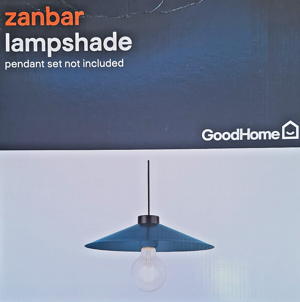 GoodHome Zanbar Blue Metal Light Shade 28cm 182971 (Pendant Light Not Included)